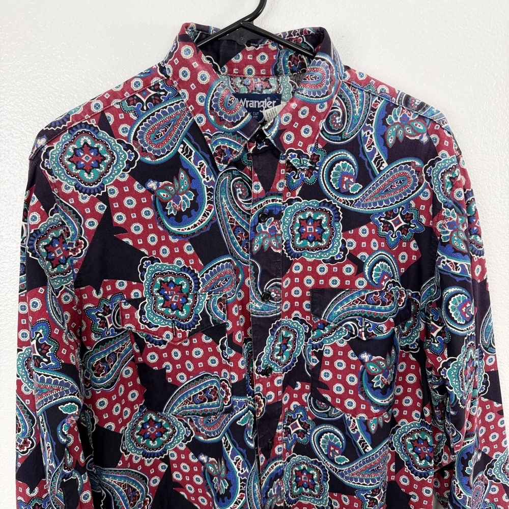 Wrangler Cowboy Cut Shirt Mens 16x35 Multicolor Paisley Western XLong Tails * - Picture 2 of 11